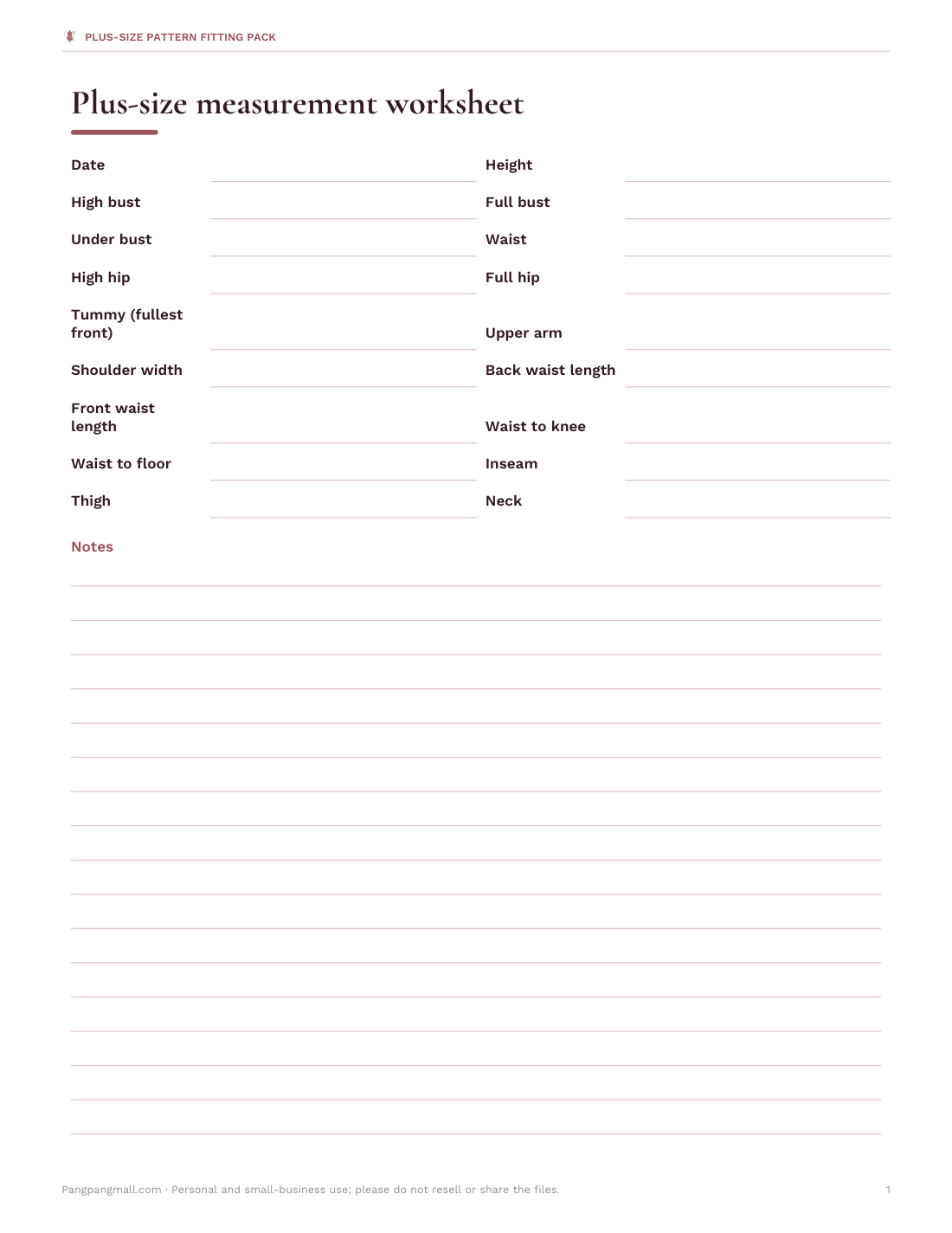 Preview of the first page of Measurement worksheet (PDF/DOCX)